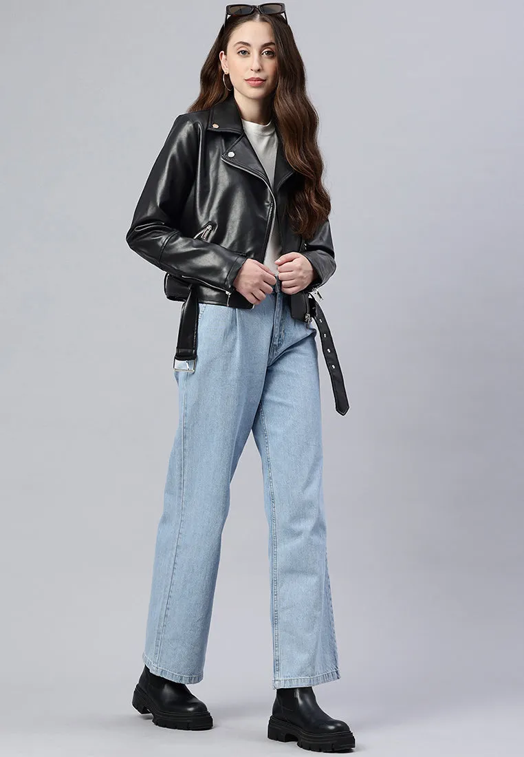 Black Belted Biker Jacket by RUW