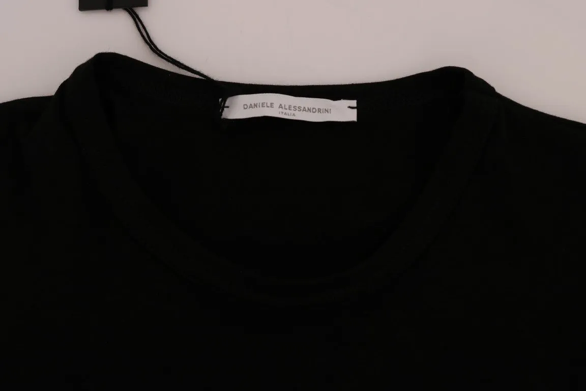 Black Cotton Stretch Crewneck T-Shirt