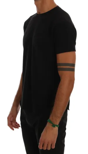 Black Cotton Stretch Crewneck T-Shirt