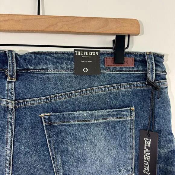 BLANKNYC Women’s Size 32 Blue Dress Down Party The Fulton Denim Boyfriend Shorts