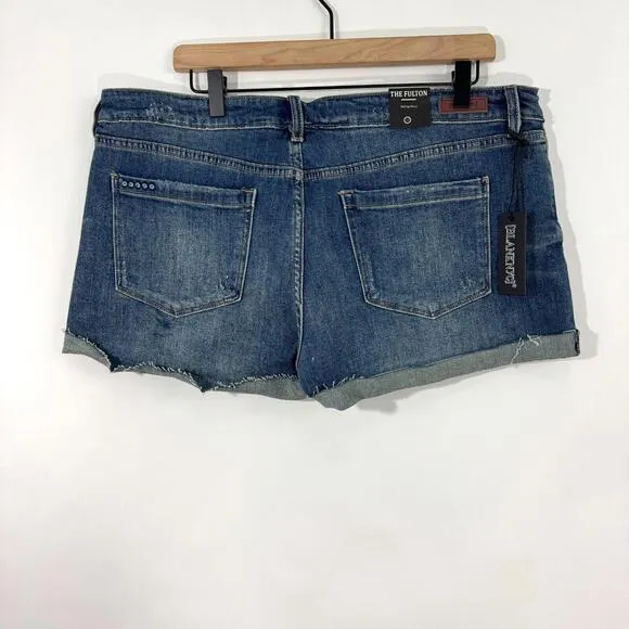 BLANKNYC Women’s Size 32 Blue Dress Down Party The Fulton Denim Boyfriend Shorts