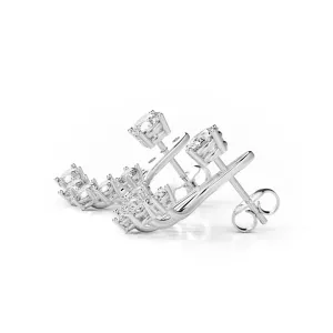 Blinding Light Waver Earrings 3 Natural Diamonds in White Gold