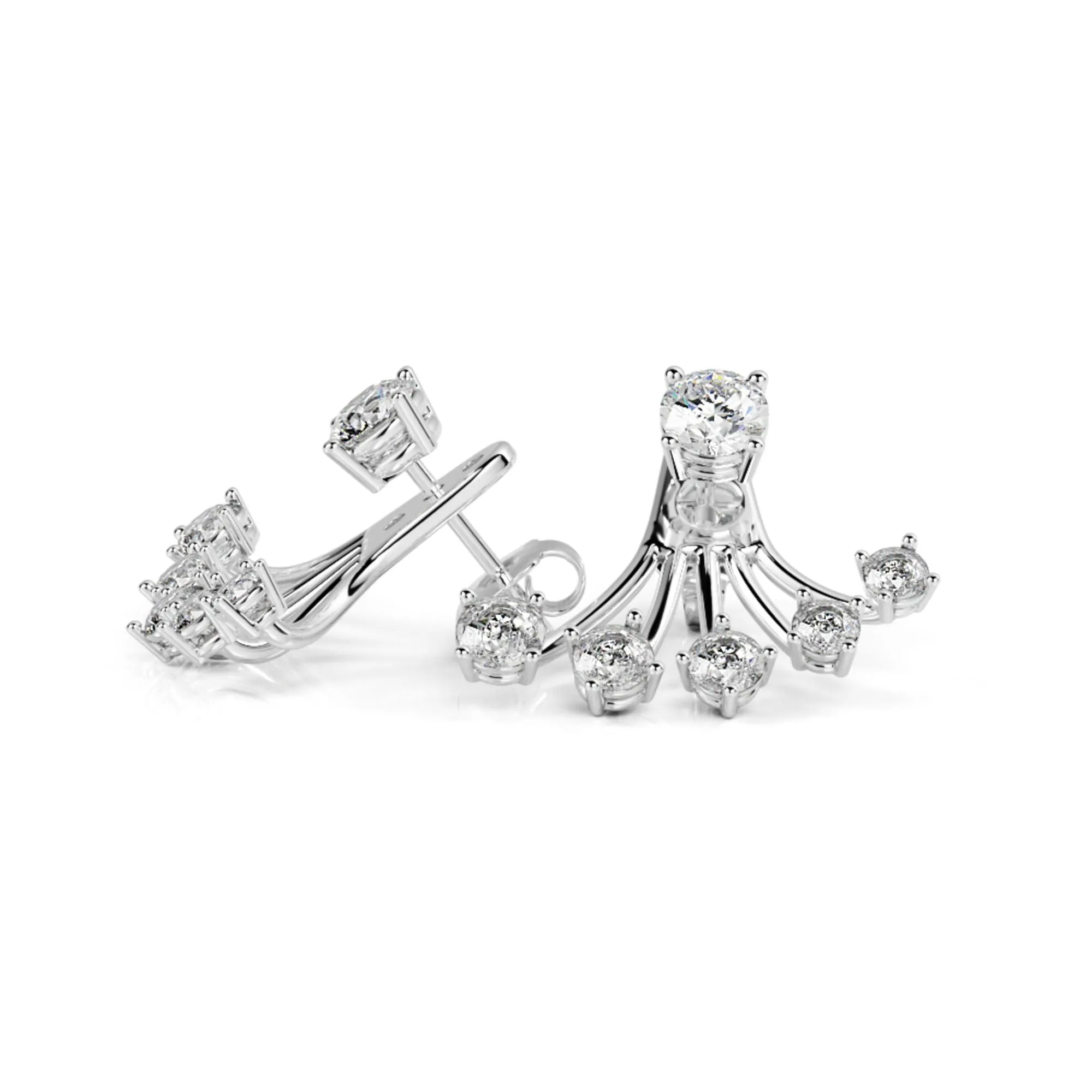 Blinding Light Waver Earrings 3 Natural Diamonds in White Gold