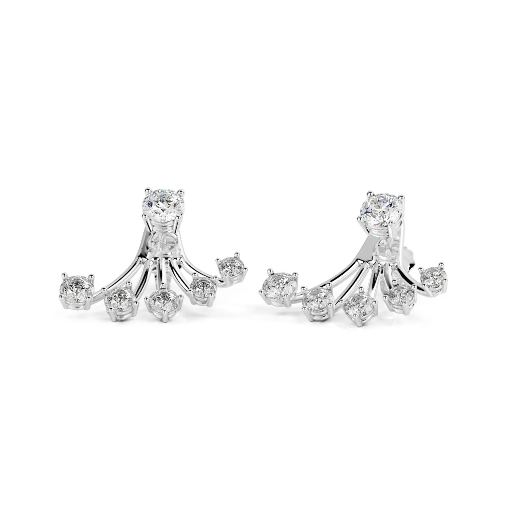 Blinding Light Waver Earrings 3 Natural Diamonds in White Gold