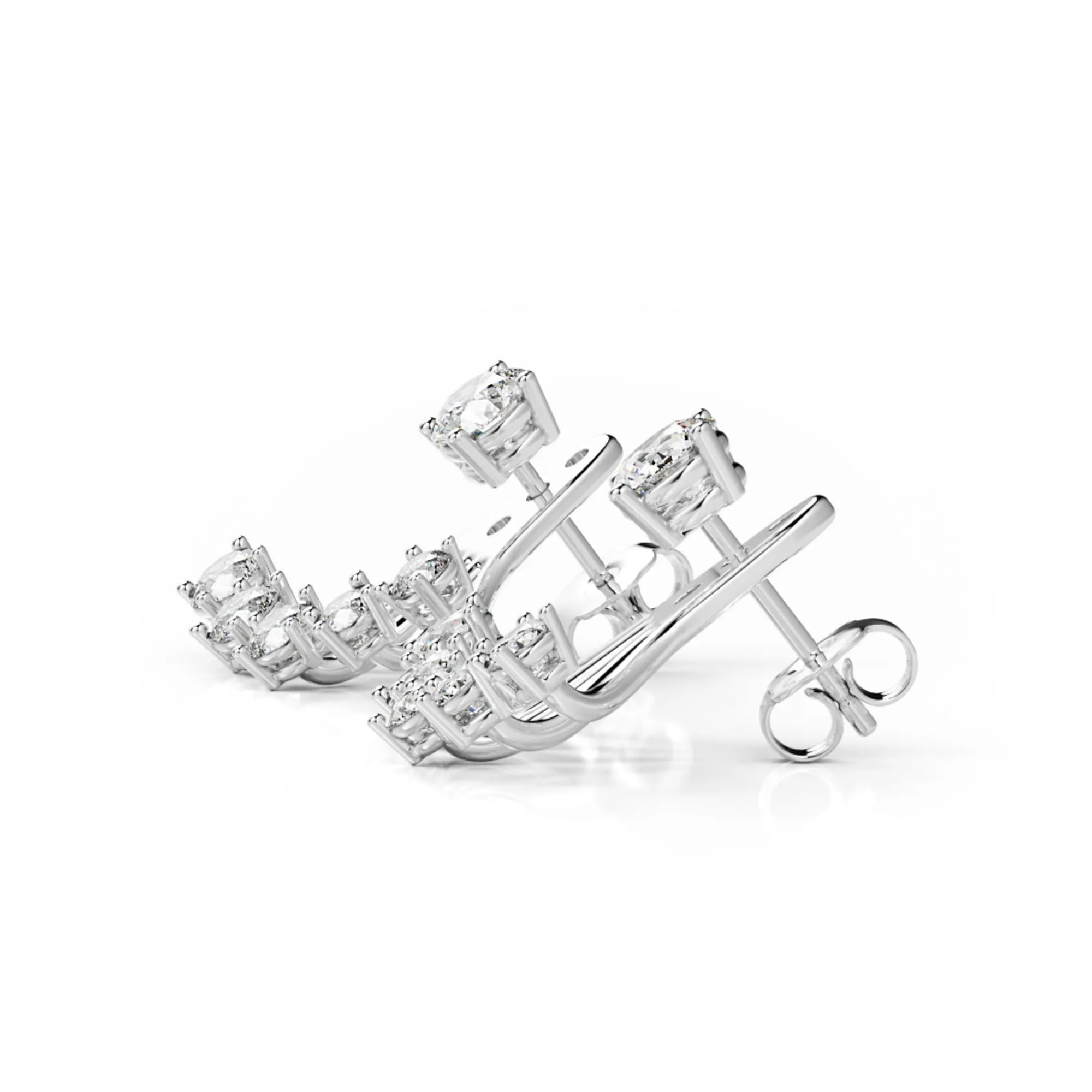 Blinding Light Waver Earrings 3 Natural Diamonds in White Gold