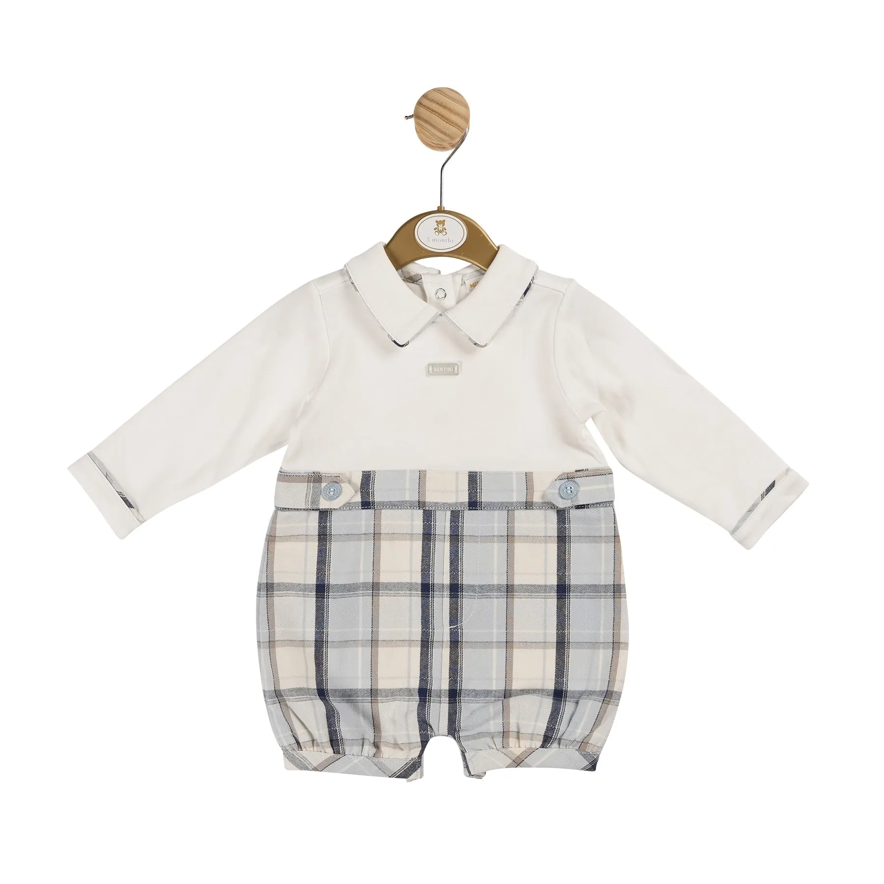Blue and Ivory Check Romper