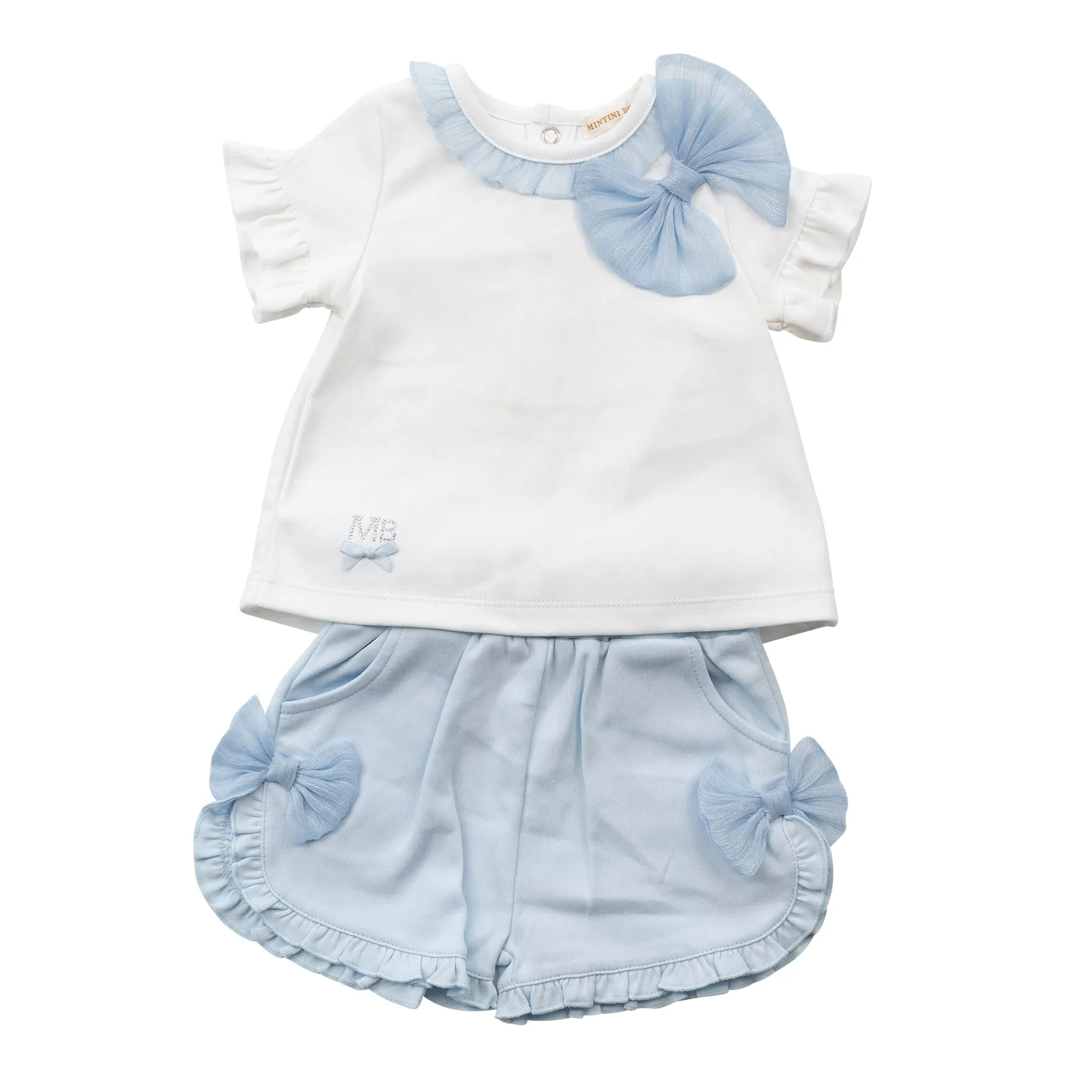 Blue And White Tuille Bow Top and Short