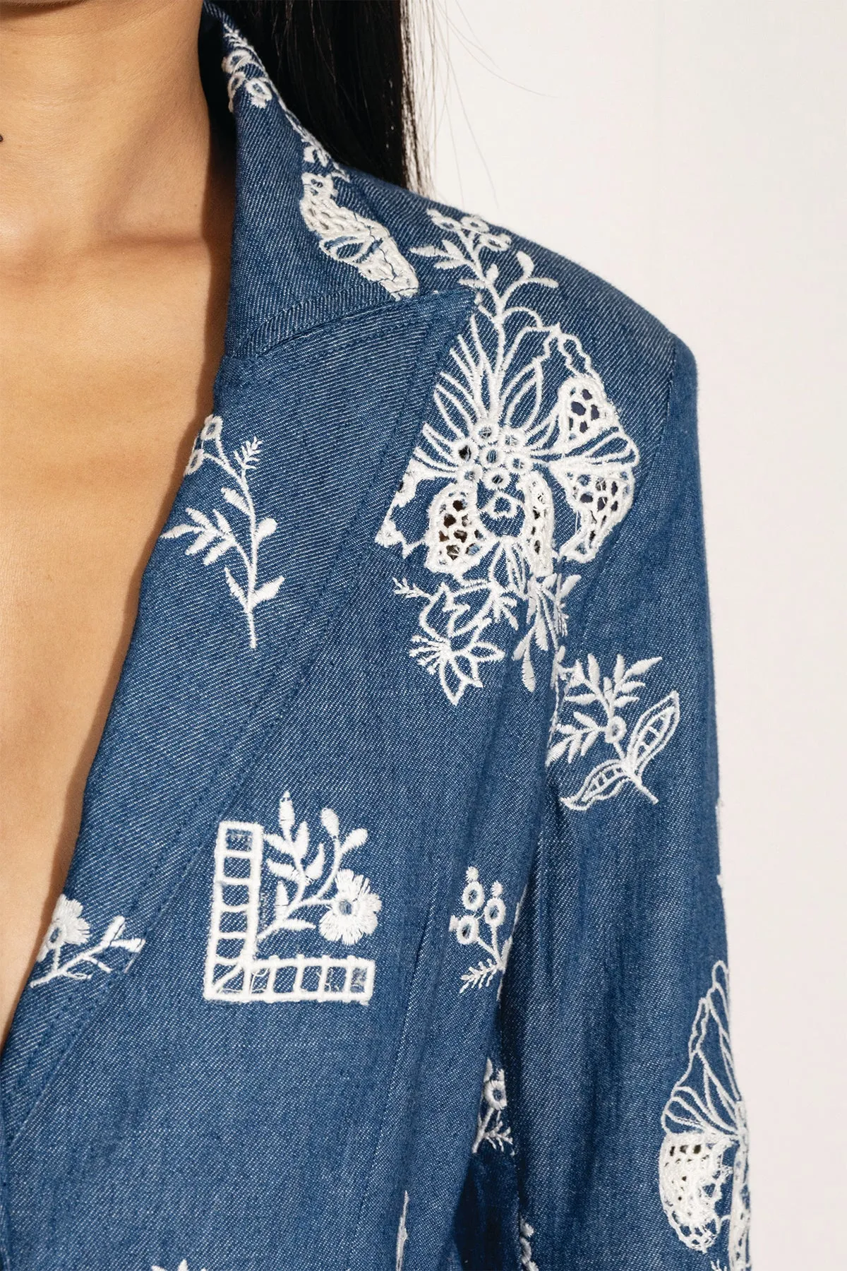 Blue knotch jacket, shorts and bustier