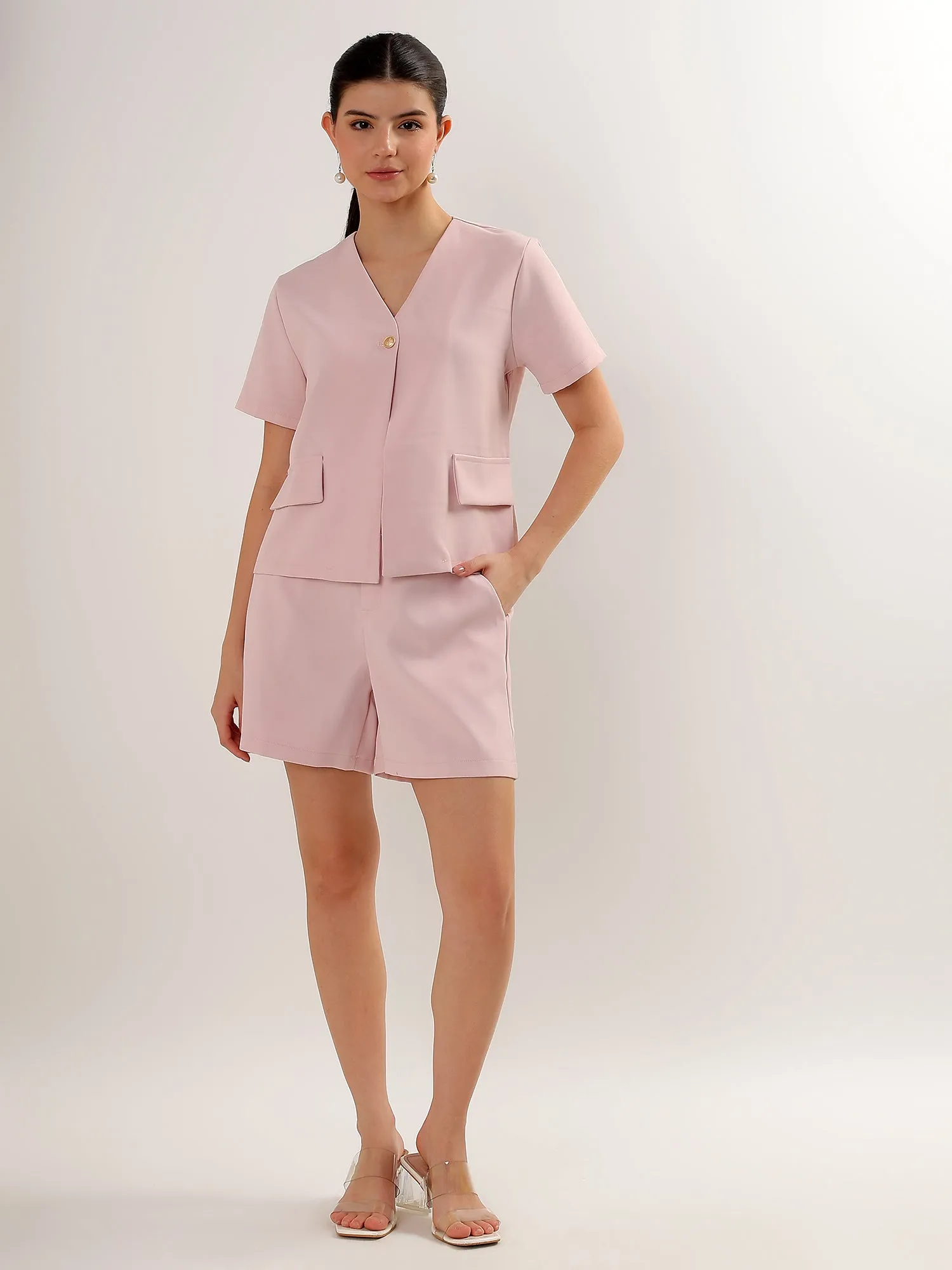 Blush Structured Shorts Set (TOP BOTTOM)
