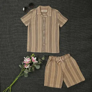 Boys Winter Warm Shirt & Shorts Co-Ord Set Vintage Khaki