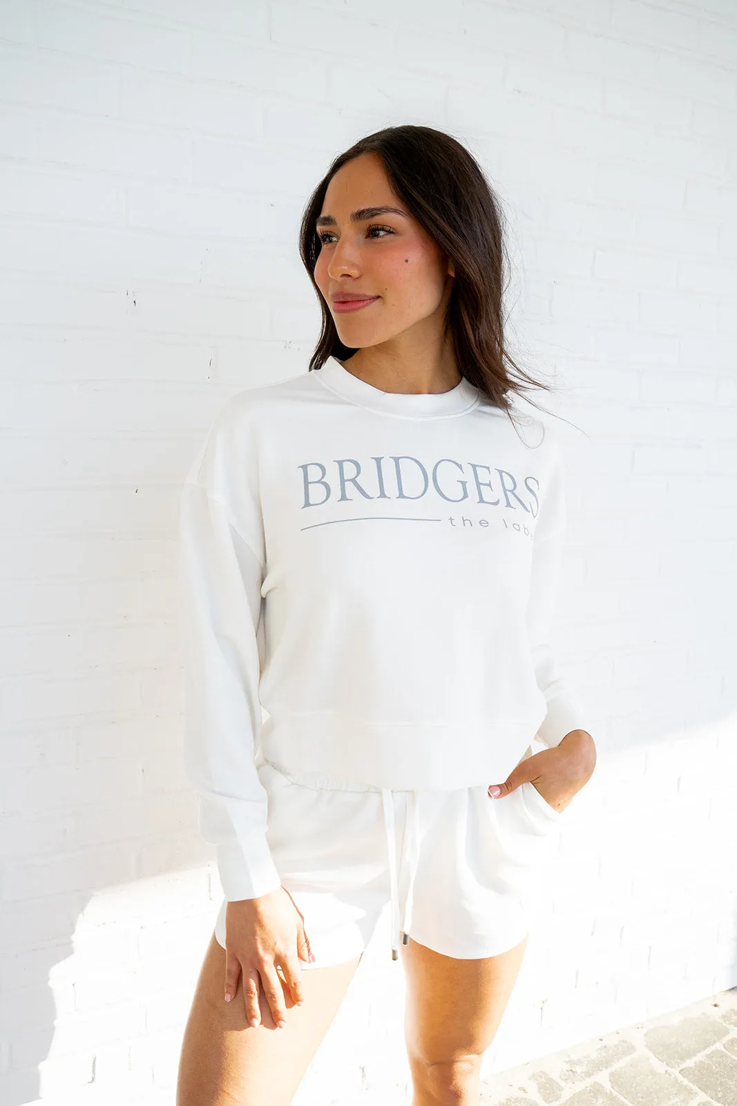 Bridgers Cropped Scuba Sweatshirt - White