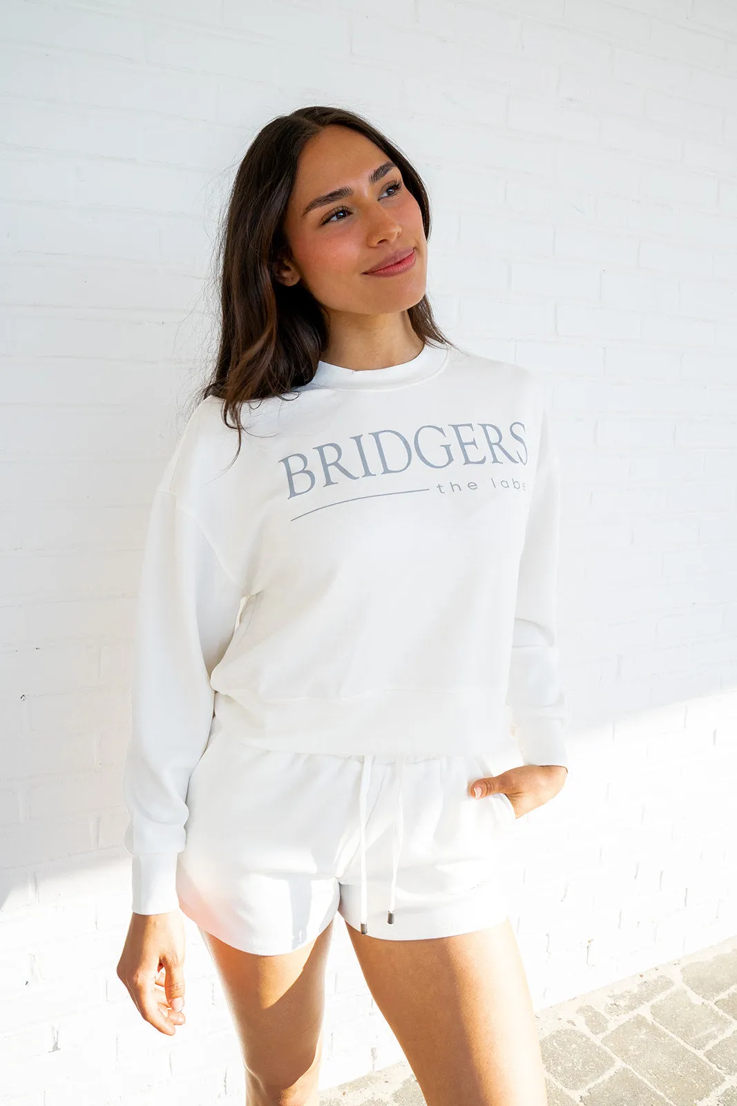 Bridgers Cropped Scuba Sweatshirt - White