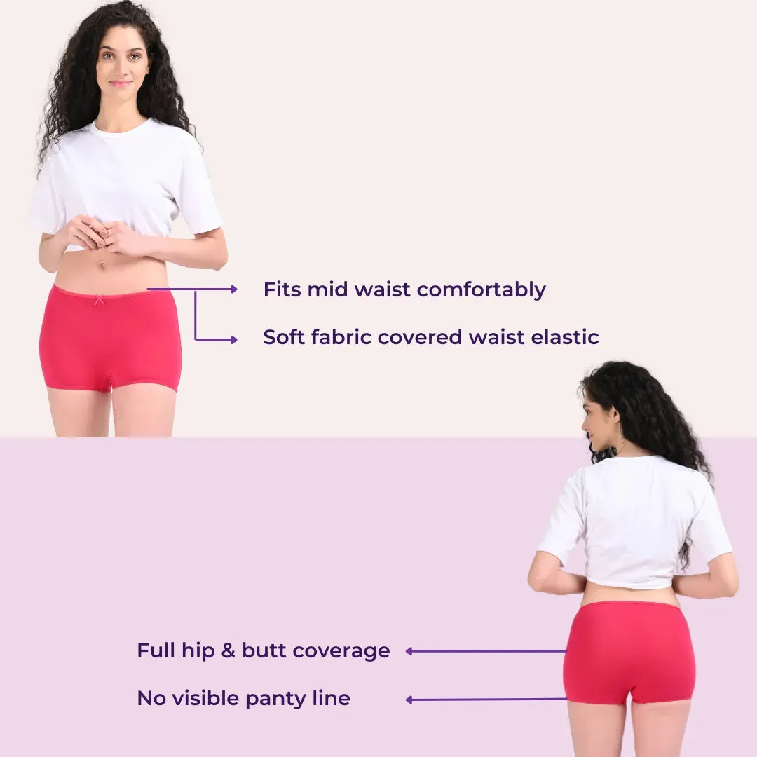 BrZee Boyshorts | Lightweight Cotton-Elastane Fabric | Super Stretchy For Comfort | No Visible Panty Lines | Pack Of 3