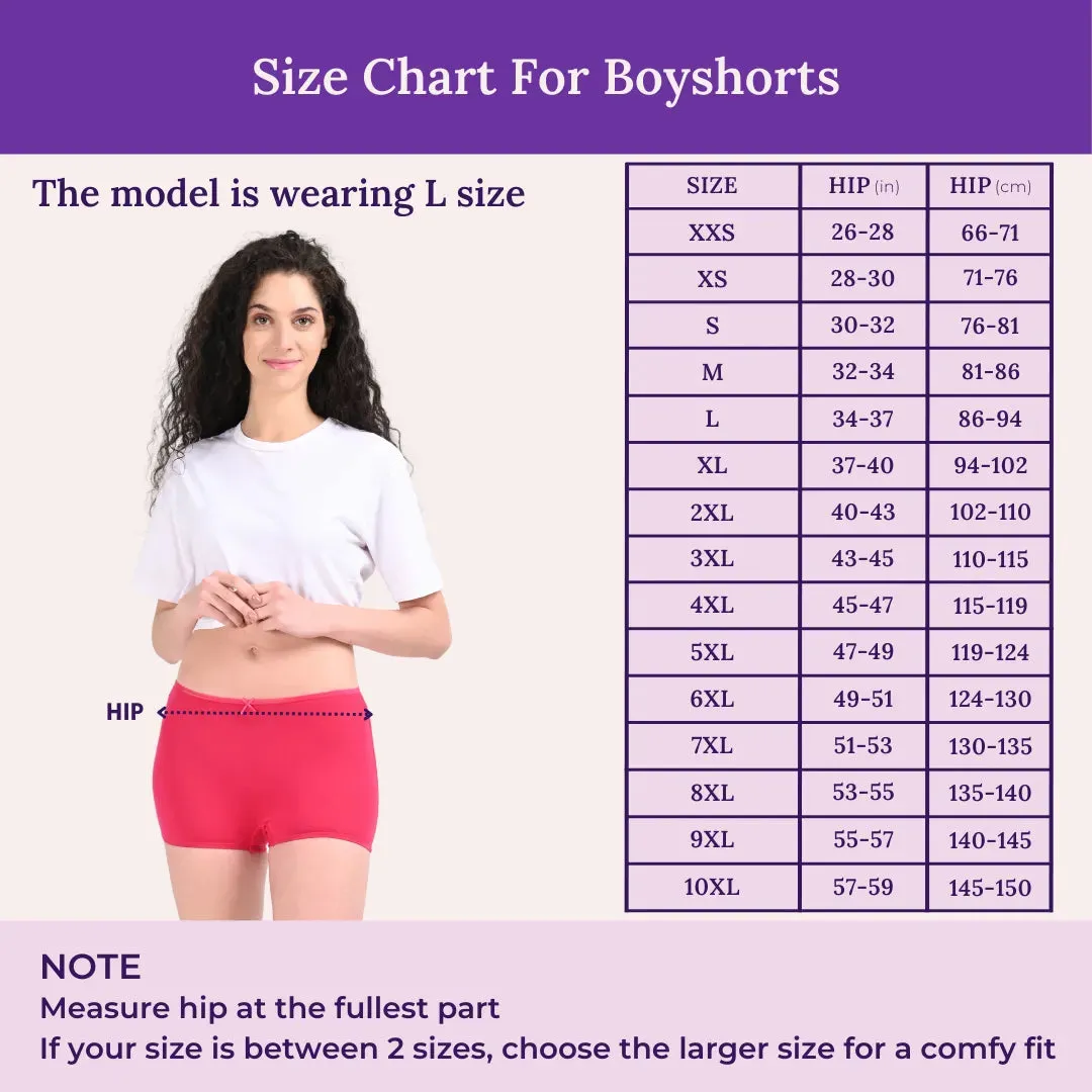 BrZee Boyshorts | Lightweight Cotton-Elastane Fabric | Super Stretchy For Comfort | No Visible Panty Lines | Pack Of 3