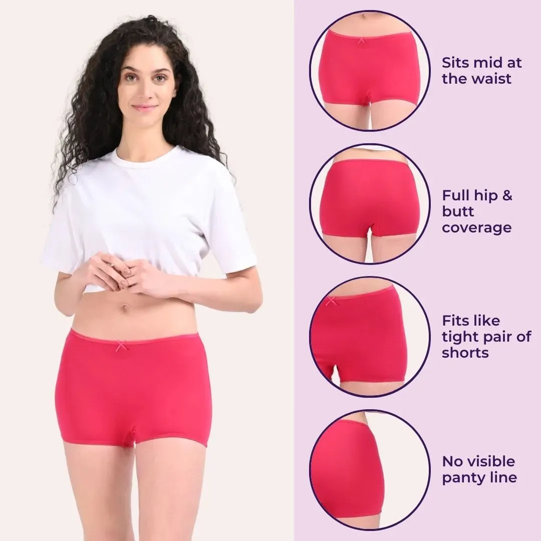 BrZee Boyshorts | Lightweight Cotton-Elastane Fabric | Super Stretchy For Comfort | No Visible Panty Lines | Pack Of 3
