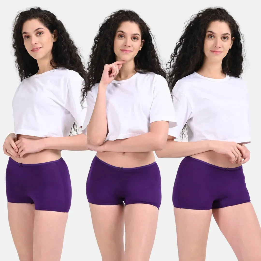 BrZee Boyshorts | Lightweight Cotton-Elastane Fabric | Super Stretchy For Comfort | No Visible Panty Lines | Pack Of 3