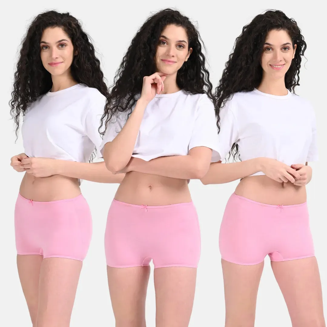 BrZee Boyshorts | Lightweight Cotton-Elastane Fabric | Super Stretchy For Comfort | No Visible Panty Lines | Pack Of 3