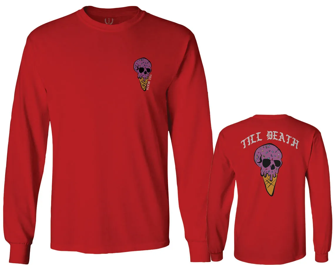 Candy Ice Cream Skull Summer Good Vibe Cool Graphic Till Death Obei Society mens Long sleeve t shirt