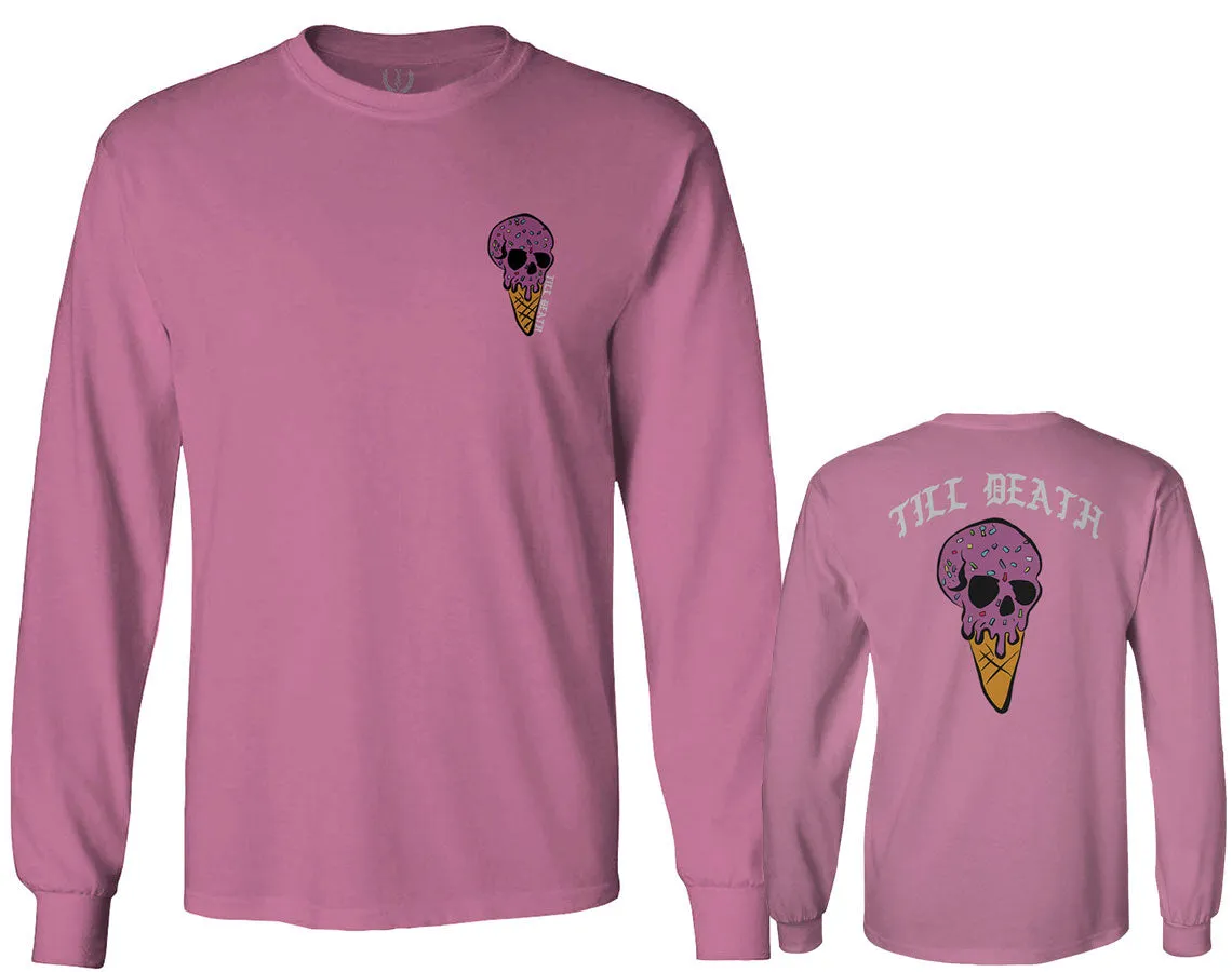 Candy Ice Cream Skull Summer Good Vibe Cool Graphic Till Death Obei Society mens Long sleeve t shirt