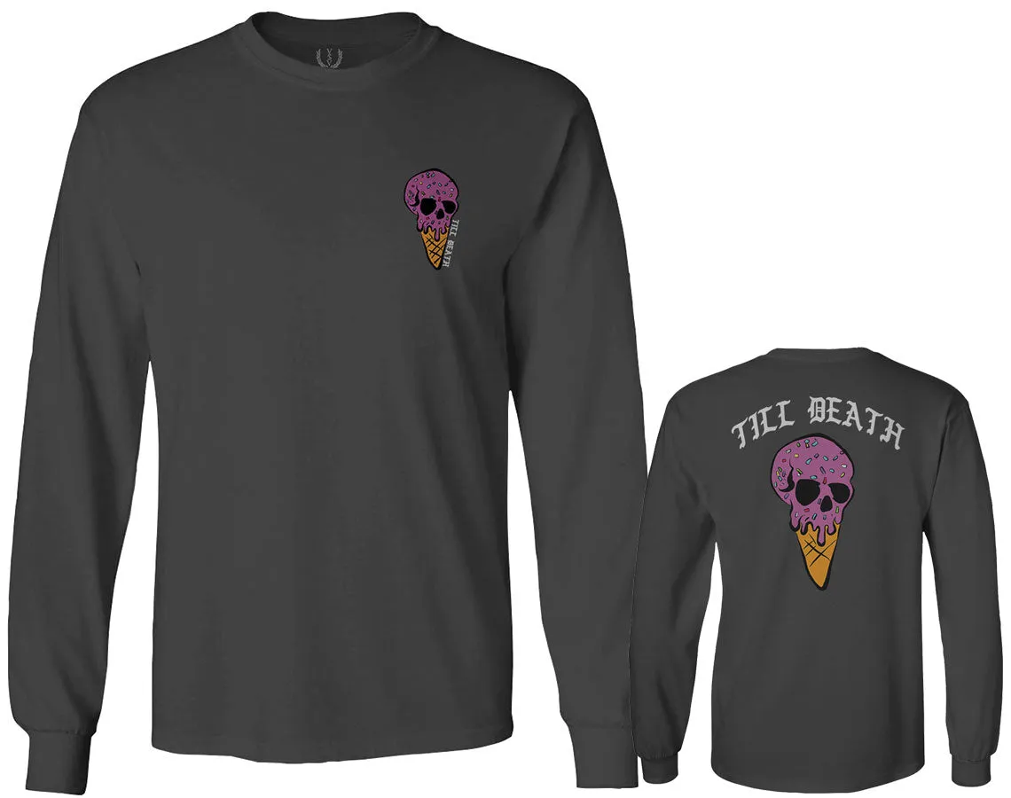 Candy Ice Cream Skull Summer Good Vibe Cool Graphic Till Death Obei Society mens Long sleeve t shirt