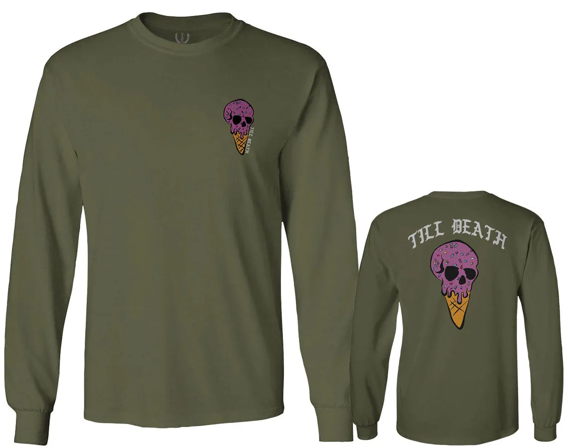 Candy Ice Cream Skull Summer Good Vibe Cool Graphic Till Death Obei Society mens Long sleeve t shirt