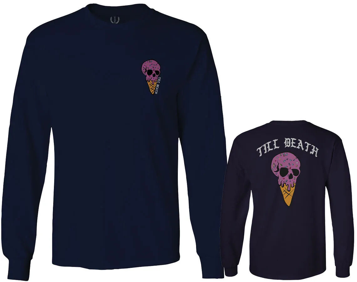 Candy Ice Cream Skull Summer Good Vibe Cool Graphic Till Death Obei Society mens Long sleeve t shirt