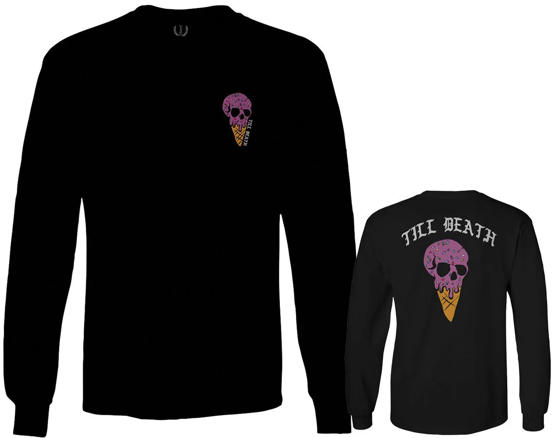 Candy Ice Cream Skull Summer Good Vibe Cool Graphic Till Death Obei Society mens Long sleeve t shirt