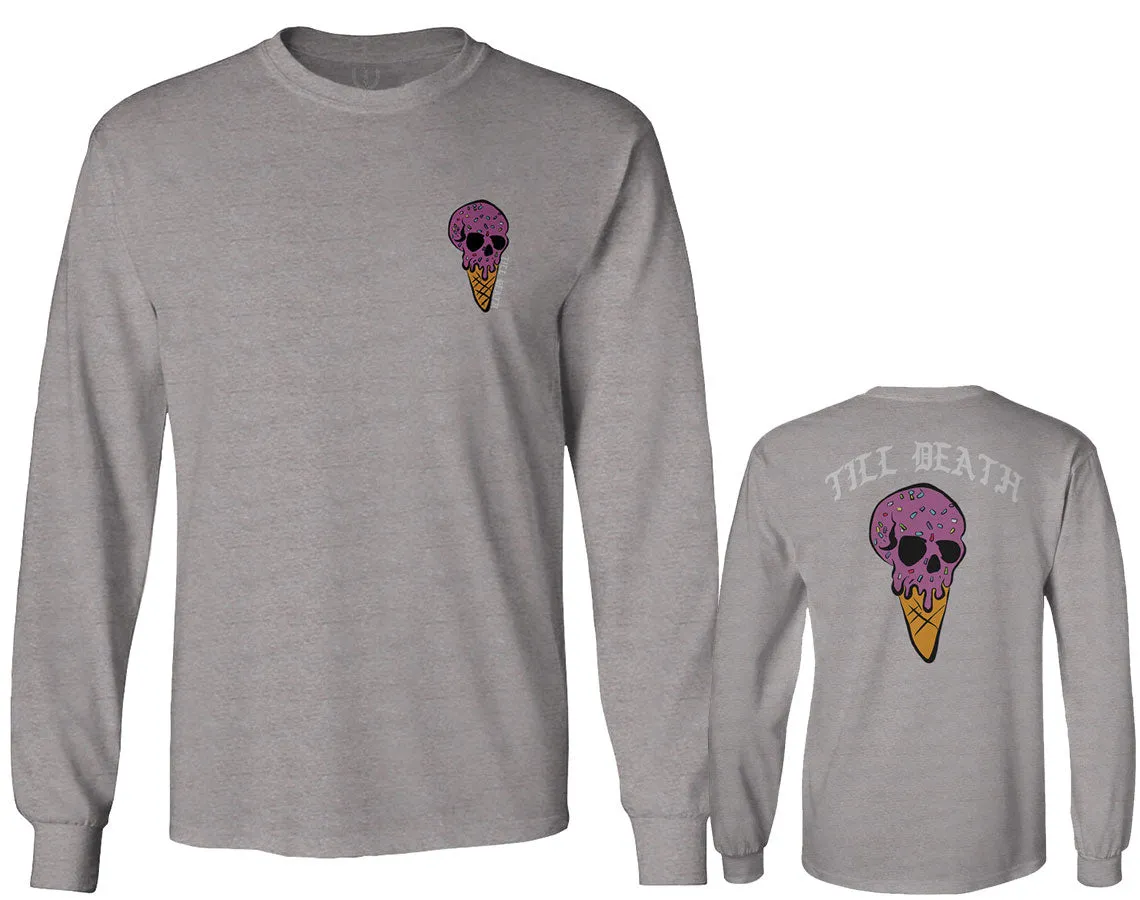 Candy Ice Cream Skull Summer Good Vibe Cool Graphic Till Death Obei Society mens Long sleeve t shirt