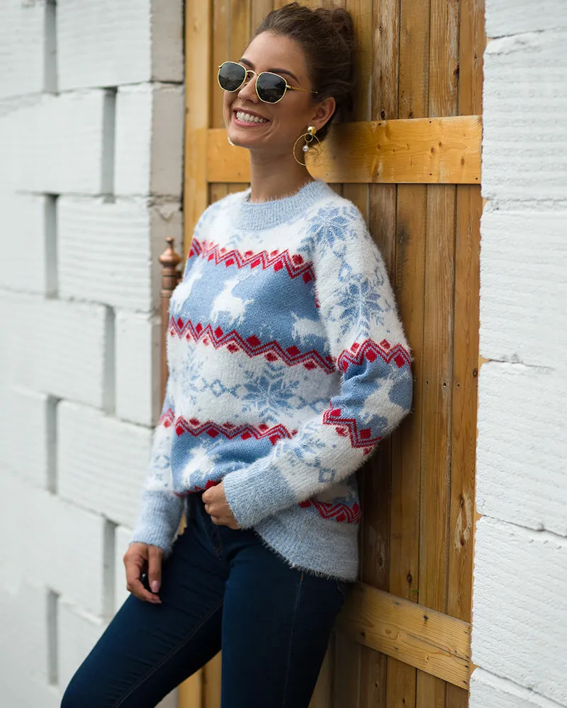 Christmas Snowflake Long Sleeve Sweater