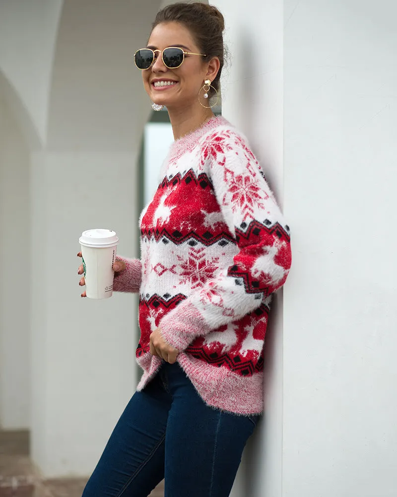 Christmas Snowflake Long Sleeve Sweater