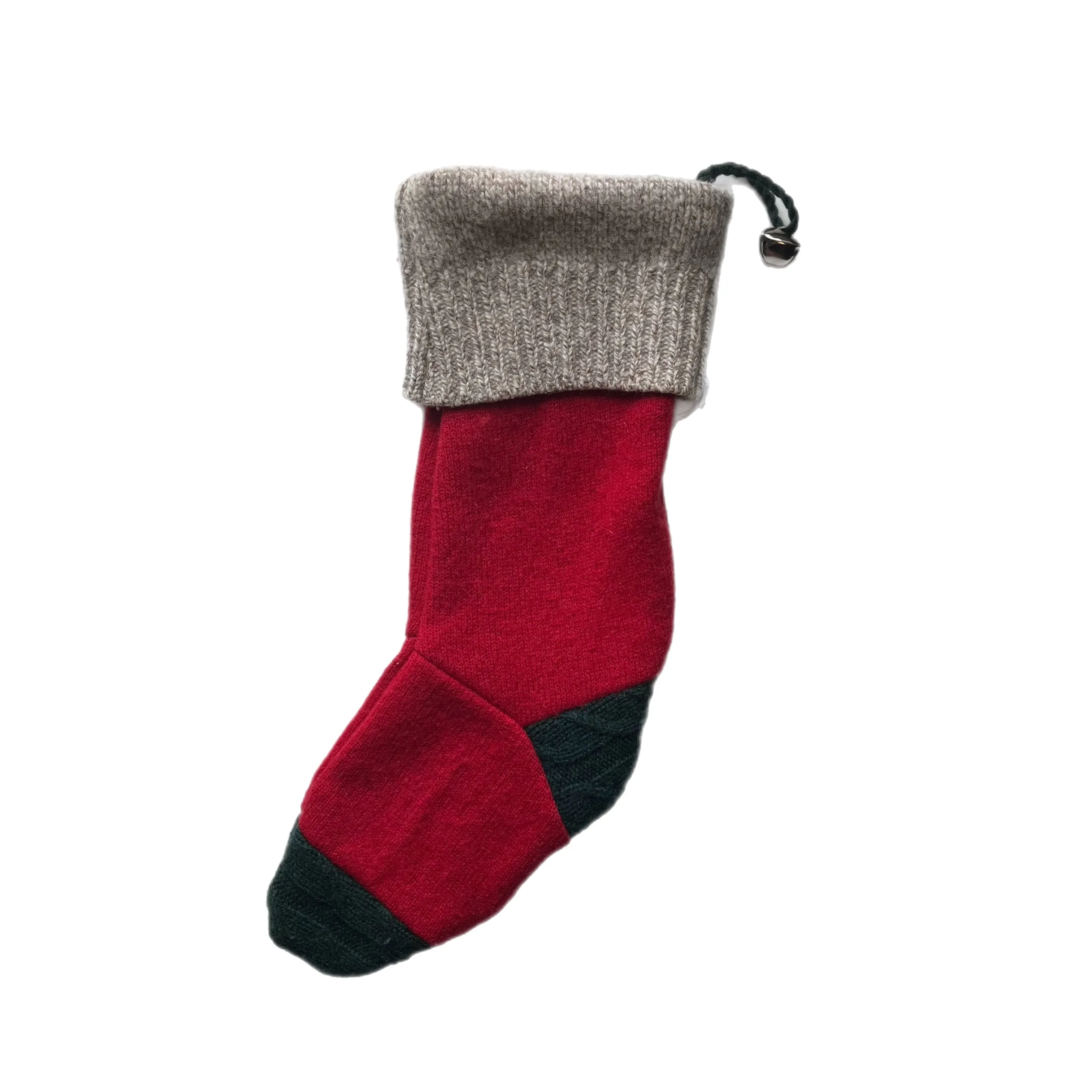 Christmas Stocking - Green, Red & Beige - 015