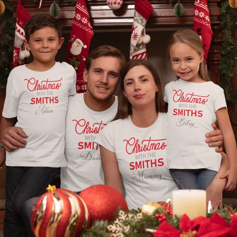 Christmas With The Surname Matching Family T-shirts