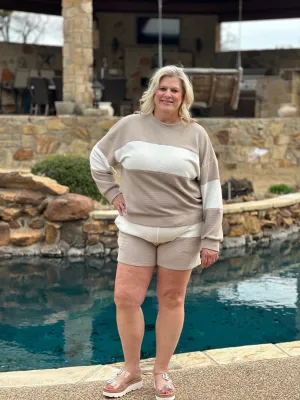 CLOUDY KNIT STRIP SHORTS W/DRAW STRING