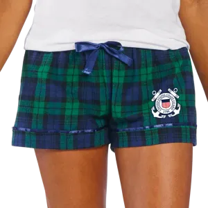 Coast Guard Ladies Seal Logo Flannel Shorts (Blackwatch)