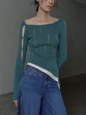 Cold Shoulder Knitted T-Shirts