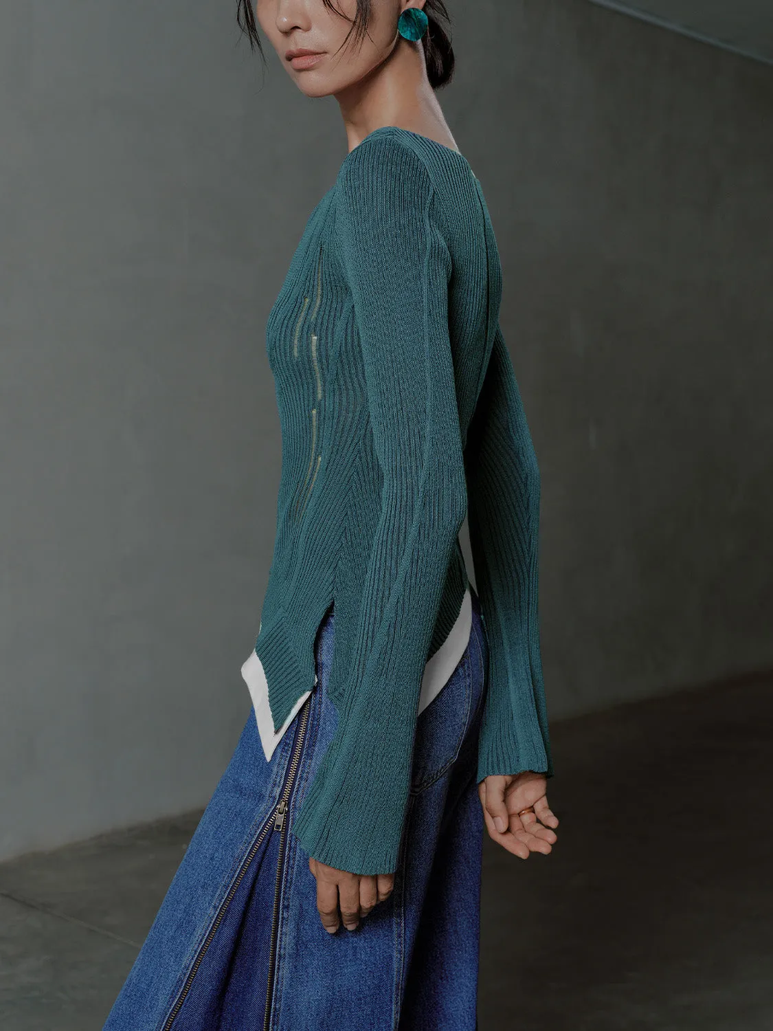 Cold Shoulder Knitted T-Shirts