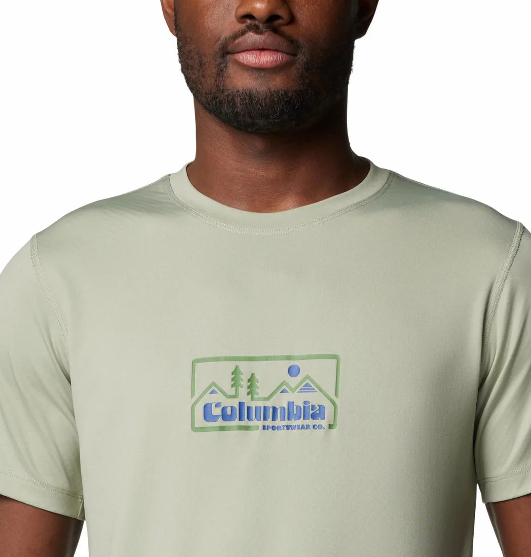 Columbia Mens Green Zero Rules Short Sleeve Graphic Shirt