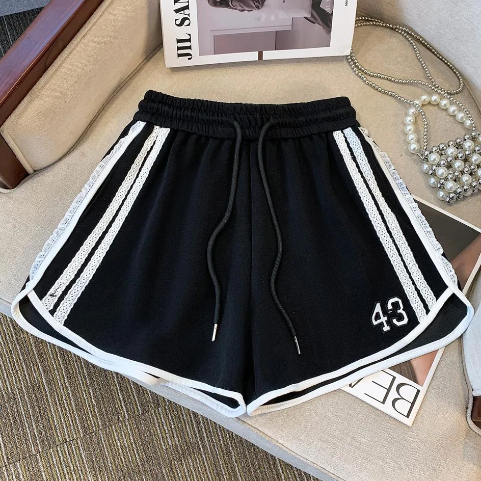 Comfortable Elastic-waisted Legging Shorts with Contrast Trim