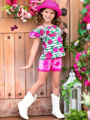 Coming Up Roses Ombre Denim Short Set
