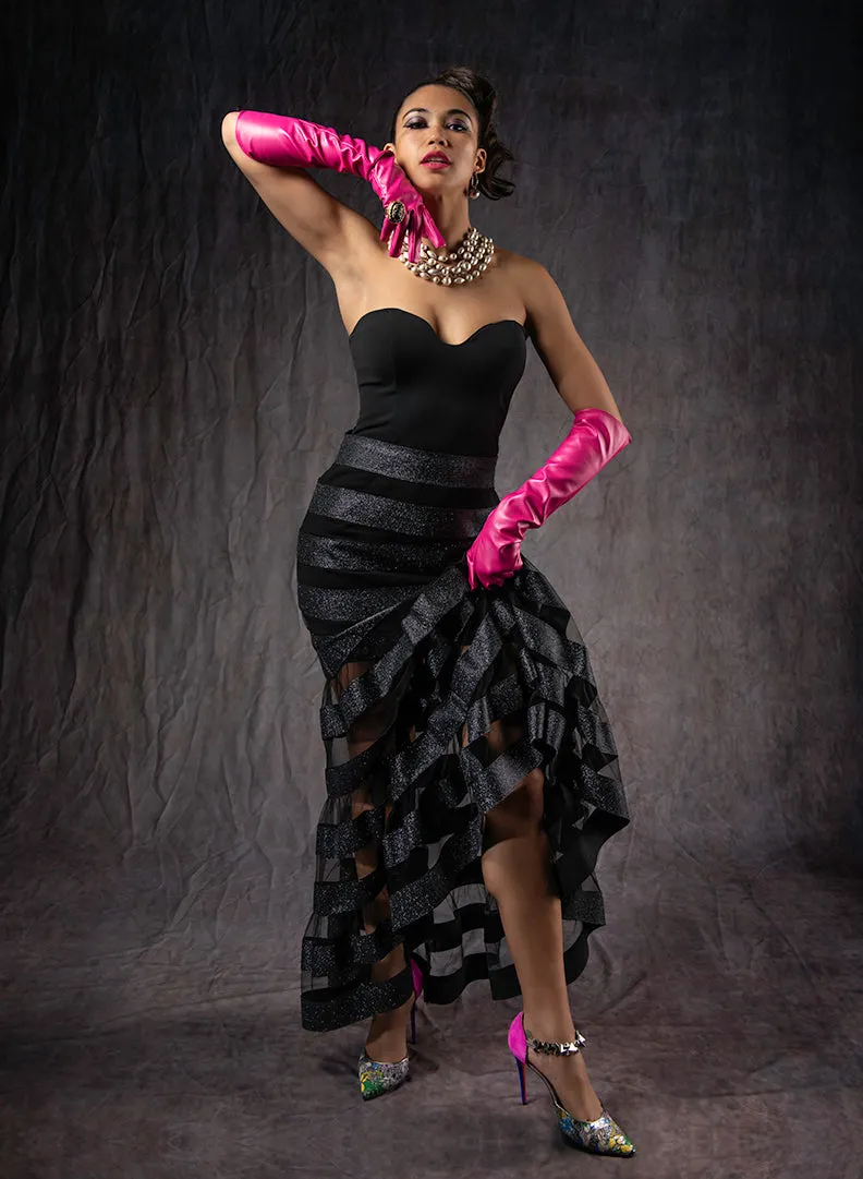 Coquette Metallic Banded Evening Skirt