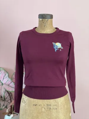 COSMIC COWGIRL LONG SLEEVE SWEATER *BURGUNDY