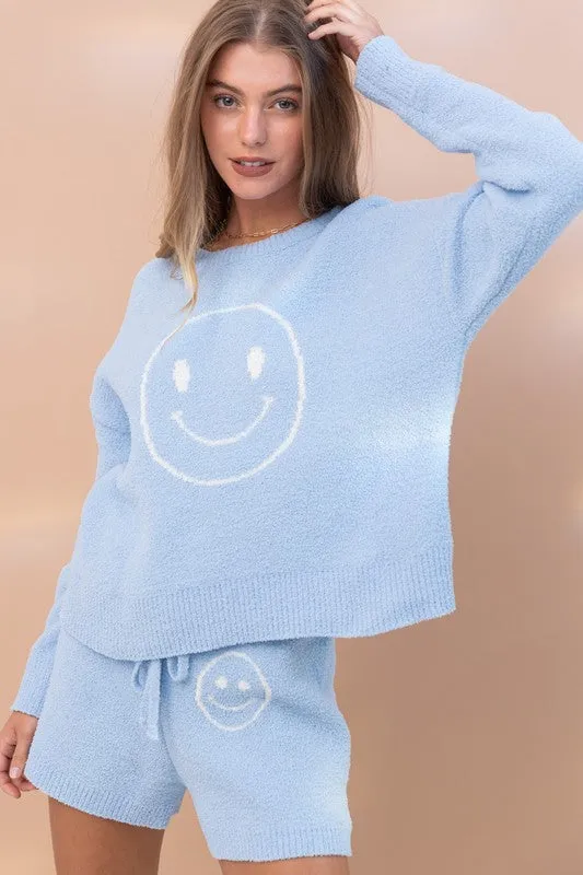 Cozy Soft Top with Shorts Set (Various Colors) , Blue B
