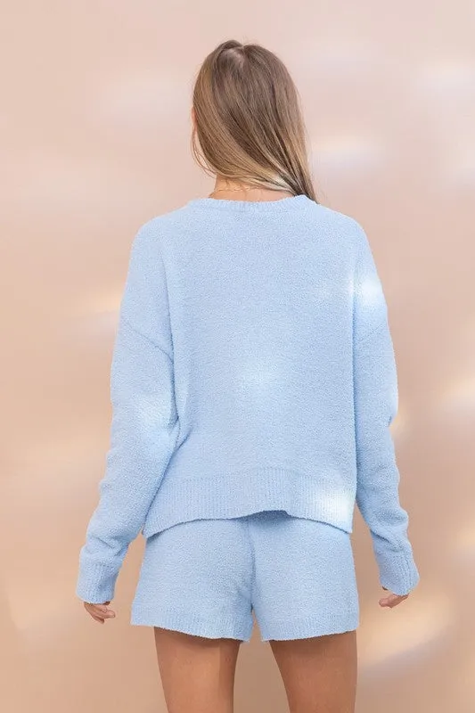 Cozy Soft Top with Shorts Set (Various Colors) , Blue B