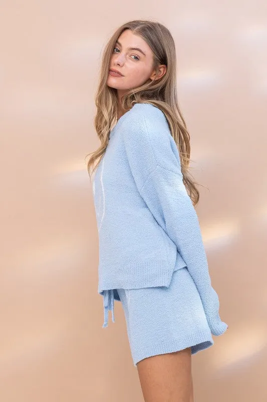 Cozy Soft Top with Shorts Set (Various Colors) , Blue B