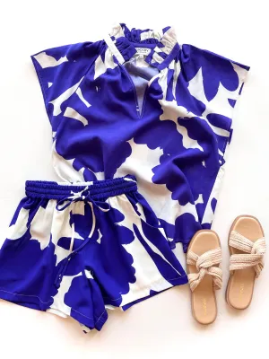 CR15002 Blue Bloom Pull On Shorts