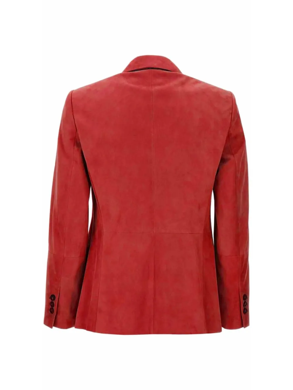 Crimson Charm Suede Leather Blazer for Women