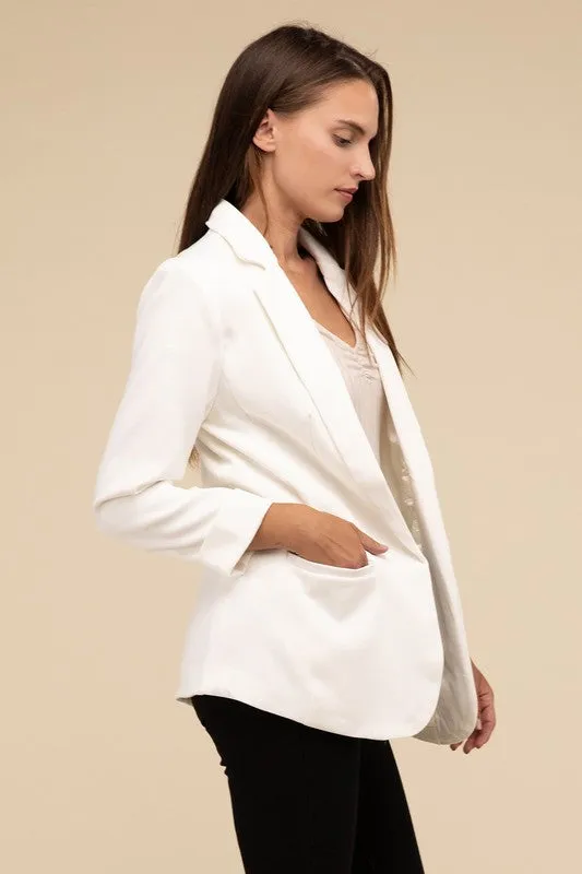 Darilyn Open Front Blazer – Long Sleeve, Lapel Collar