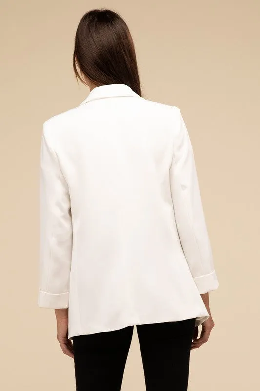 Darilyn Open Front Blazer – Long Sleeve, Lapel Collar