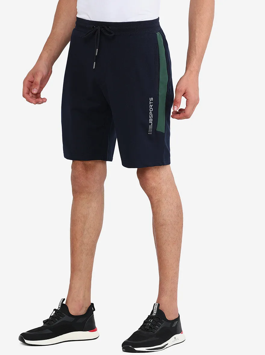 Dark Blue Solid Regular Fit Shorts | JadeBlue