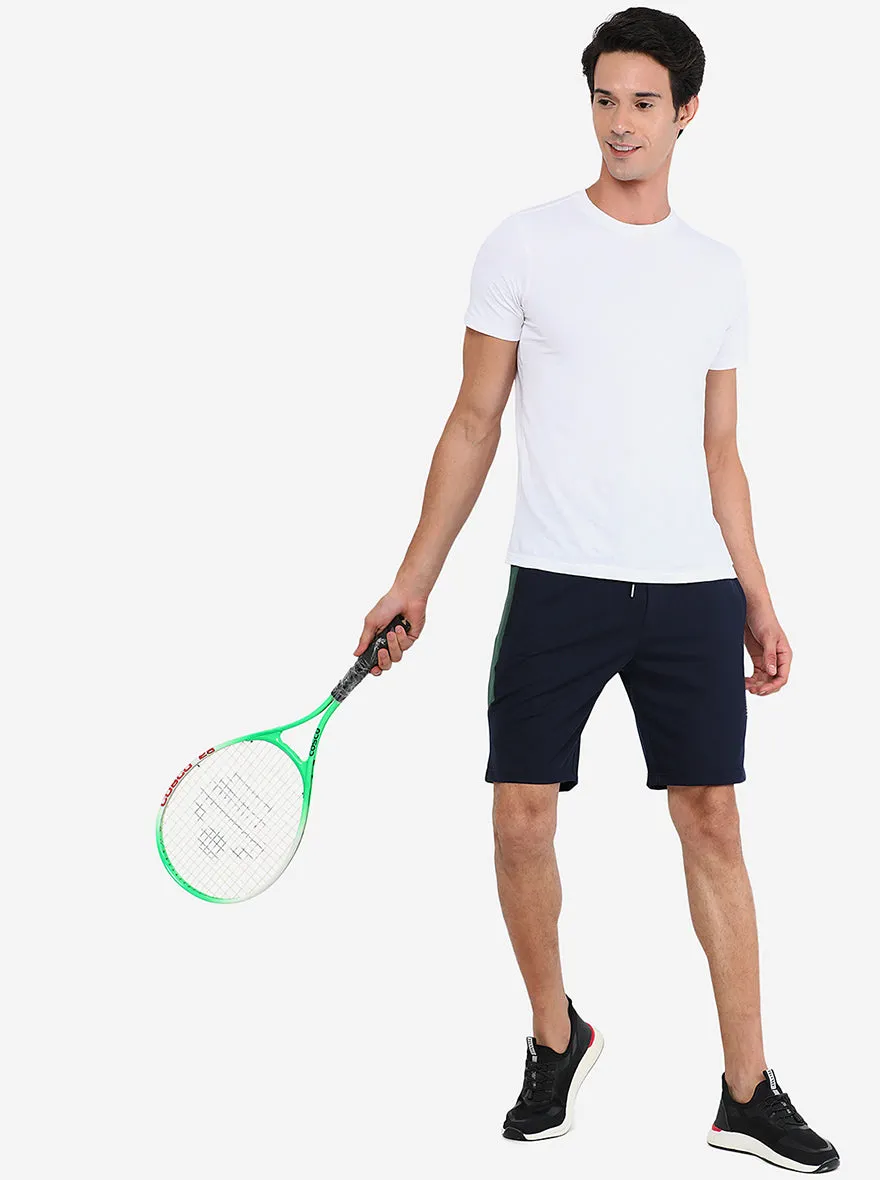 Dark Blue Solid Regular Fit Shorts | JadeBlue